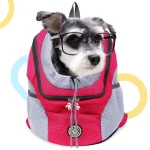 Portable double-shoulder travel backpack for dogs. Front bag for dogs